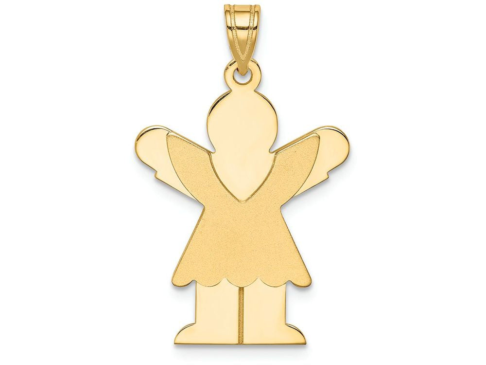 FJC Finejewelers 14k Yellow Gold Solid Satin Engravable Girl with Ruffled Skirt Charm