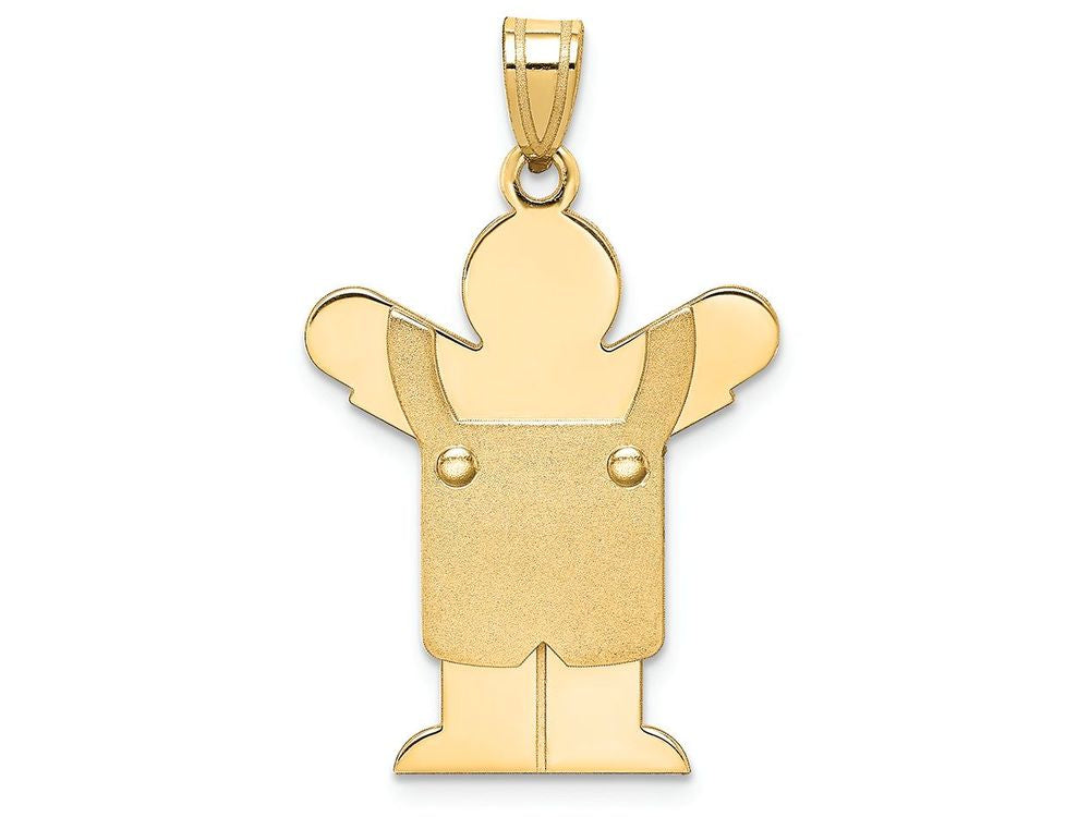 FJC Finejewelers 14k Yellow Gold Solid Satin Engravable Boy with Overalls Charm