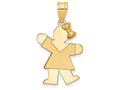 FJC Finejewelers 14k Yellow Gold Solid Engravable Girl with Bow On Right Charm