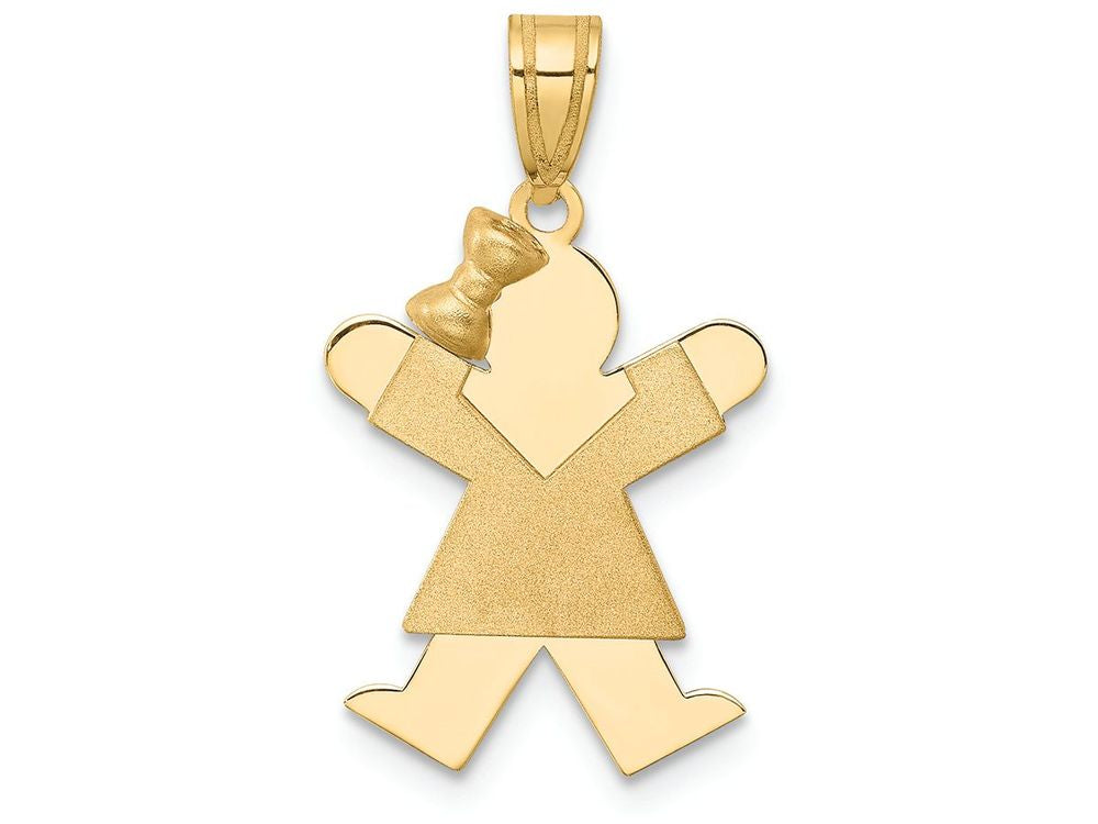 FJC Finejewelers 14k Yellow Gold Solid Engravable Girl with Bow On Left Charm