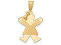 FJC Finejewelers 14k Yellow Gold Solid Engravable Girl with Bow On Left Charm
