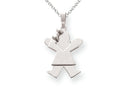 The Kids Solid Engraveable Girl with Bow on Left Charm / Pendant Necklace