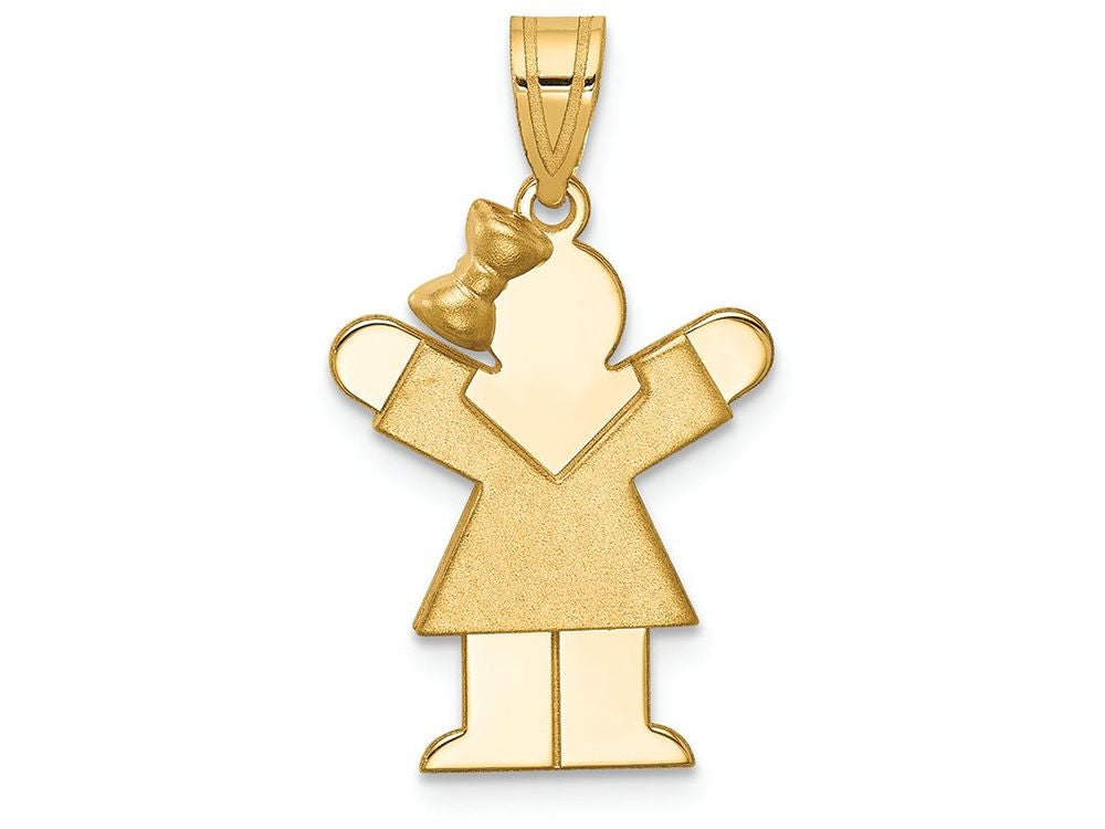 FJC Finejewelers 14k Yellow Gold Solid Engravable Girl with Bow On Left Charm
