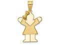 FJC Finejewelers 14k Yellow Gold Solid Engravable Girl with Bow On Left Charm
