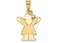 FJC Finejewelers 14k Yellow Gold Solid Engravable Girl with Bow On Right Charm 15 x 30mm