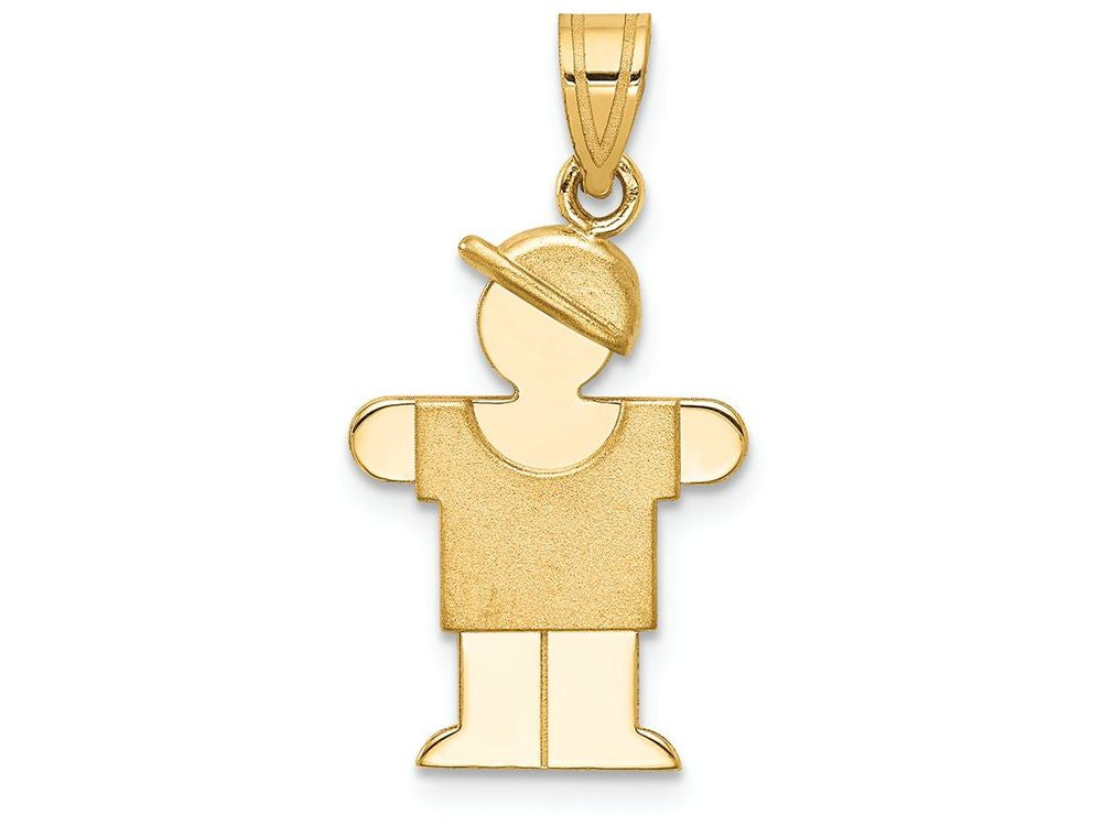 FJC Finejewelers 14k Yellow Gold Solid Engravable Boy with Hat On Right Charm