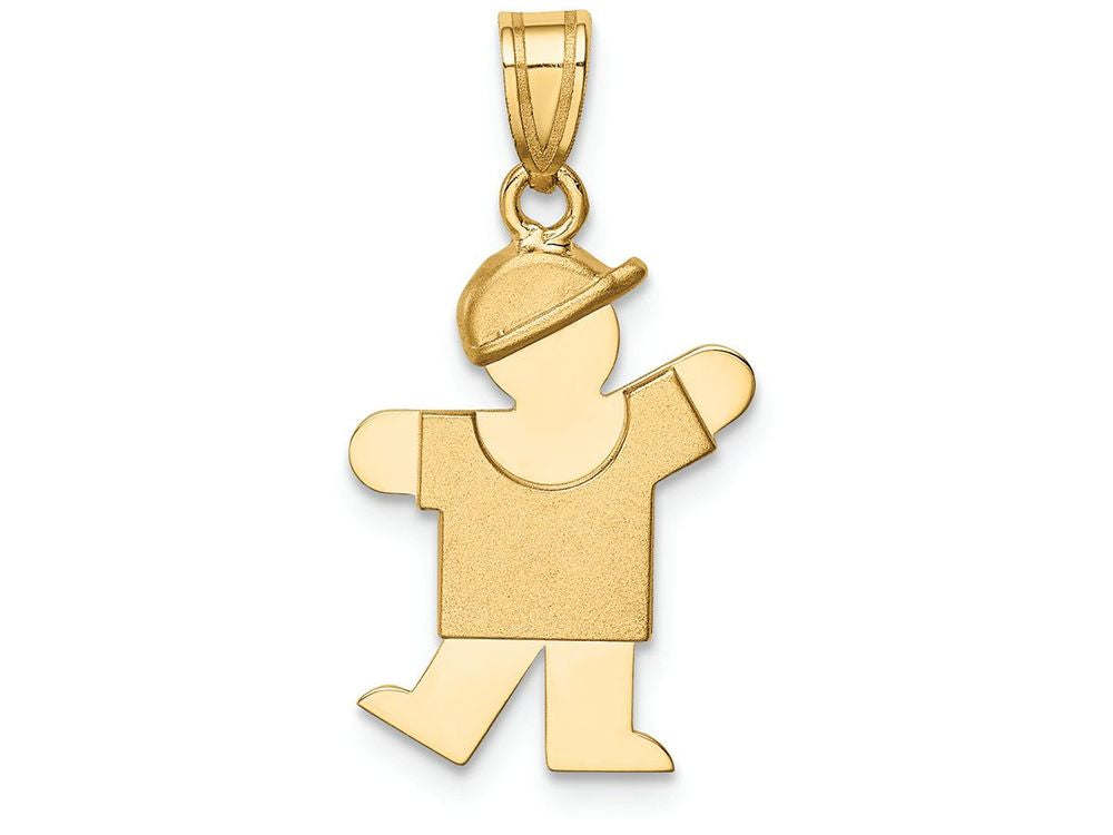 FJC Finejewelers 14k Yellow Gold Solid Engravable Boy with Hat On Left Charm
