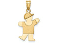 FJC Finejewelers 14k Yellow Gold Solid Engravable Boy with Hat On Left Charm