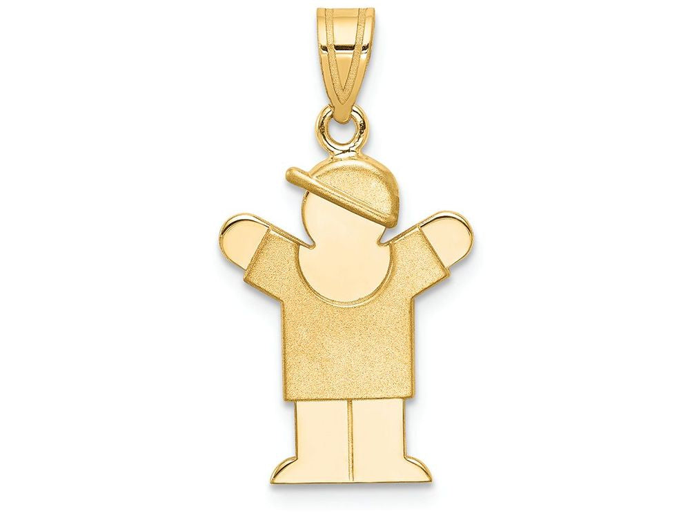 FJC Finejewelers 14k Yellow Gold Solid Engravable Boy with Hat On Right Charm 15 x 25mm