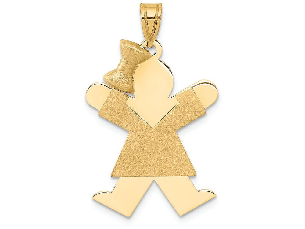 FJC Finejewelers 14k Yellow Gold Solid Engravable Girl with Bow On Left Charm