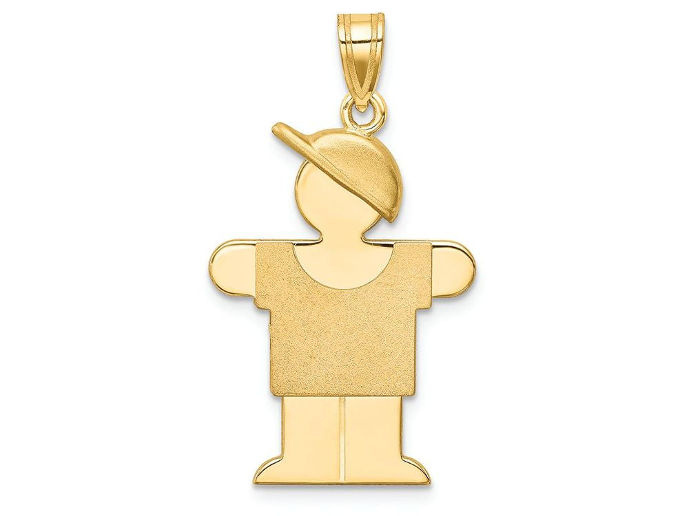 FJC Finejewelers 14k Yellow Gold Solid Engravable Boy with Hat On Right Charm 18 x 31mm