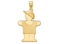 FJC Finejewelers 14k Yellow Gold Solid Engravable Boy with Hat On Right Charm 18 x 31mm