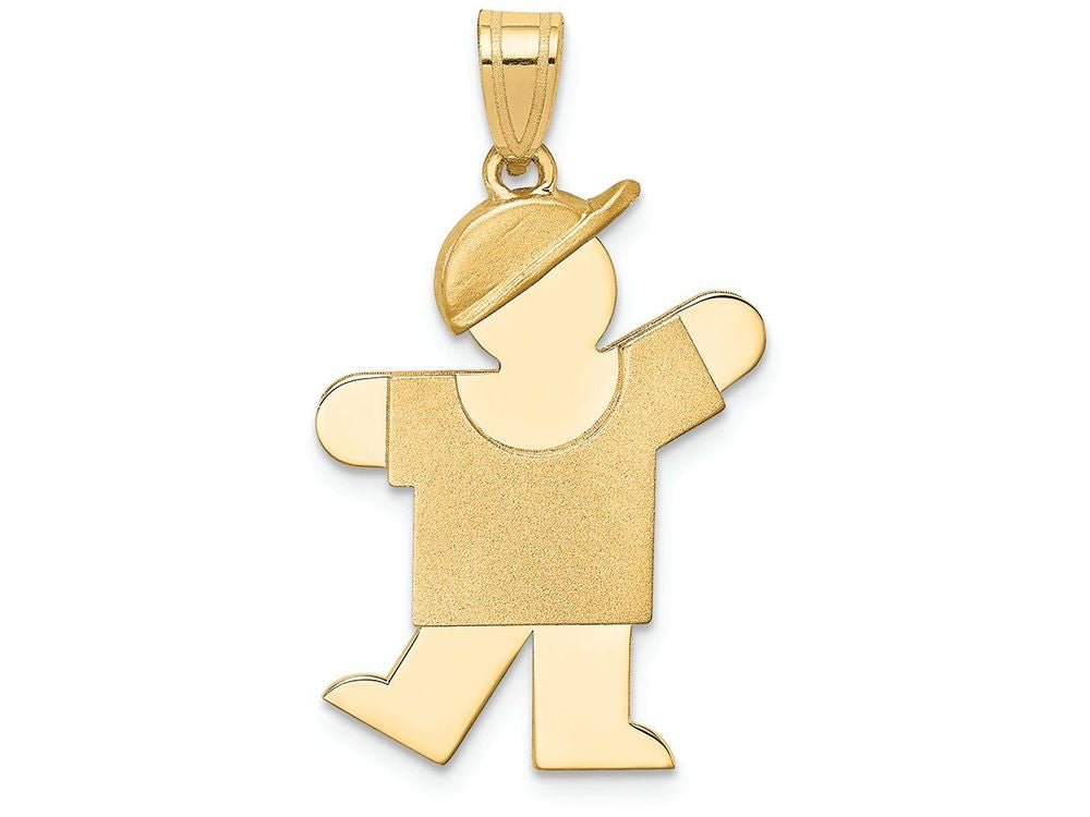 FJC Finejewelers 14k Yellow Gold Solid Engravable Boy with Hat On Left Charm