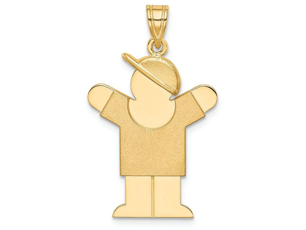FJC Finejewelers 14k Yellow Gold Solid Engravable Boy with Hat On Right Charm