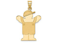 FJC Finejewelers 14k Yellow Gold Solid Engravable Boy In Overalls with Hat On Left Charm