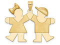 FJC Finejewelers 14k Yellow Gold Solid Engravable Girl On Left Boy On Right Charm