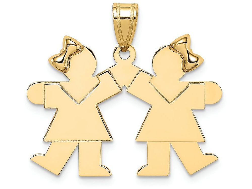 FJC Finejewelers 14k Yellow Gold Solid Engravable Small Double Girls Charm
