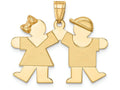 FJC Finejewelers 14k Yellow Gold Solid Engravable Small Girl On Left Boy On Right Charm