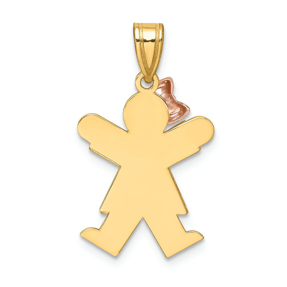 FJC Finejewelers 14k Two-tone Gold Small Girl with Bow On Left Engravable Charm