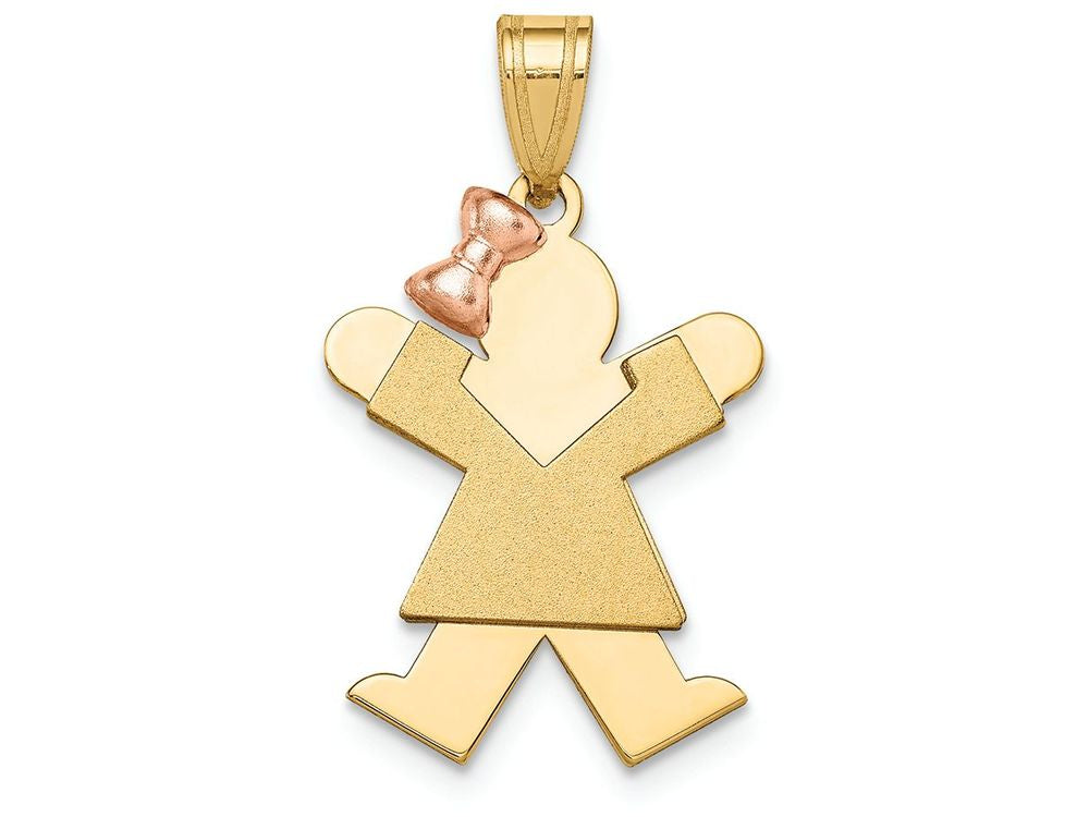 FJC Finejewelers 14k Two-tone Gold Small Girl with Bow On Left Engravable Charm