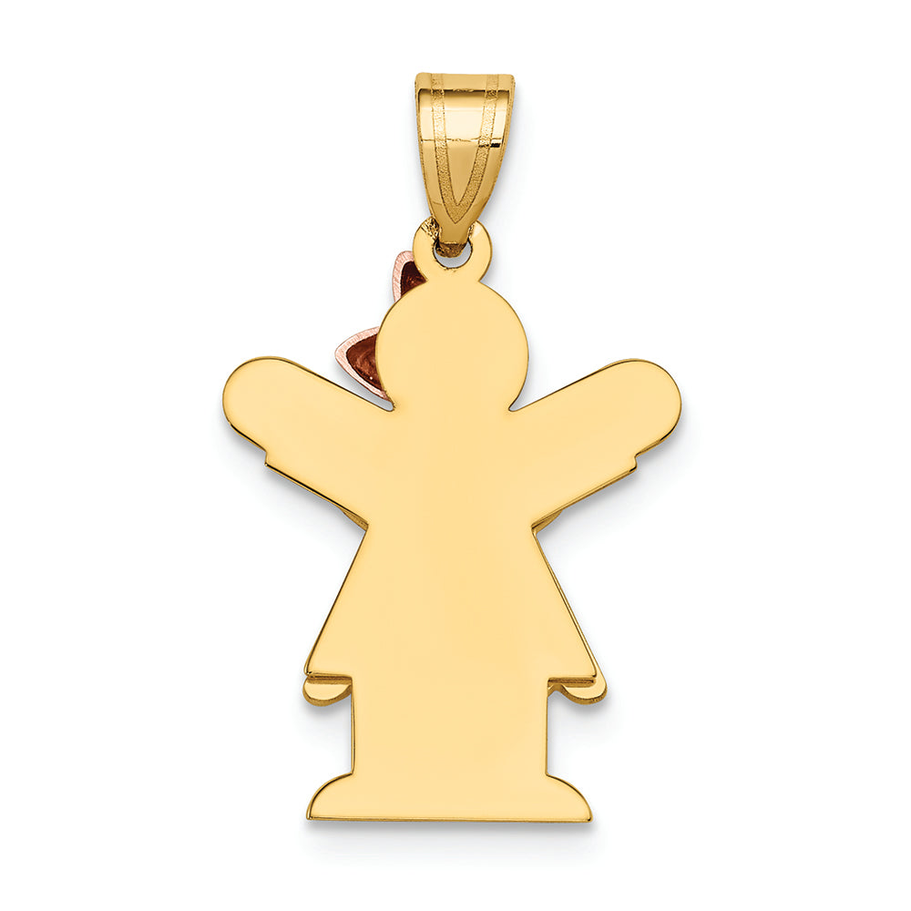 FJC Finejewelers 14k Two-tone Gold Small Girl with Bow On Right Engravable Charm