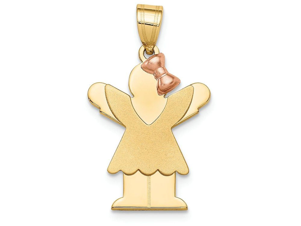 FJC Finejewelers 14k Two-tone Gold Small Girl with Bow On Right Engravable Charm
