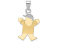 FJC Finejewelers 14k Two-tone Gold Small Boy with Hat On Right Engravable Charm
