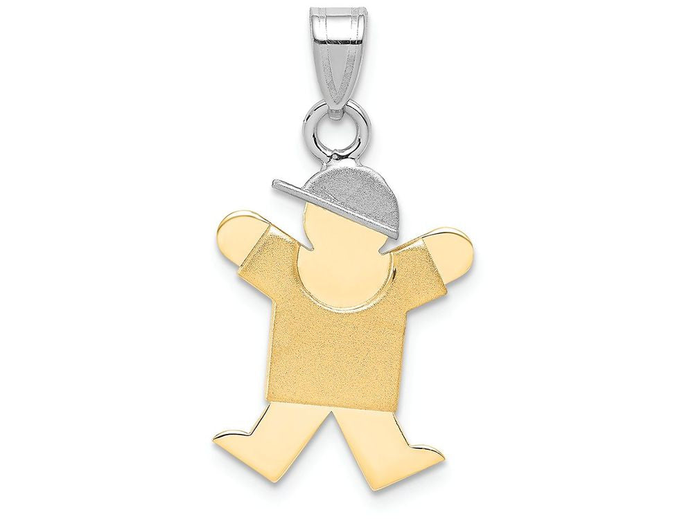 FJC Finejewelers 14k Two-tone Gold Small Boy with Hat On Right Engravable Charm