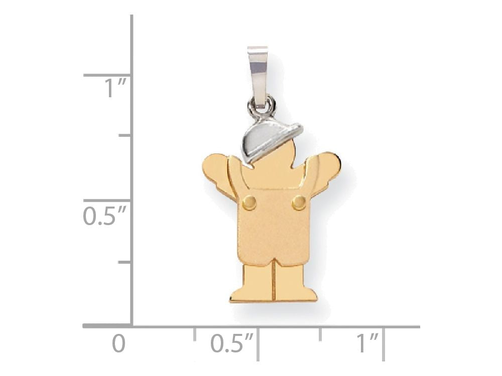 The Kids Small Boy with Hat on Left Engraveable Charm / Pendant Necklace