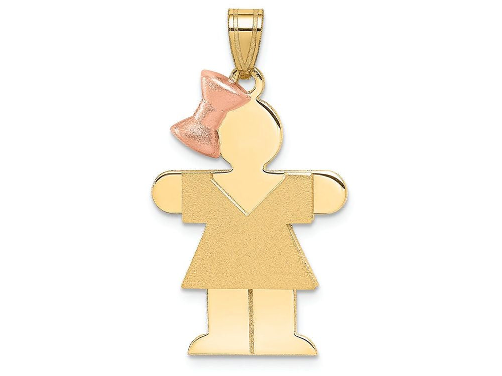 FJC Finejewelers 14k Two-tone Gold Large Girl with Bow On Left Engravable Charm