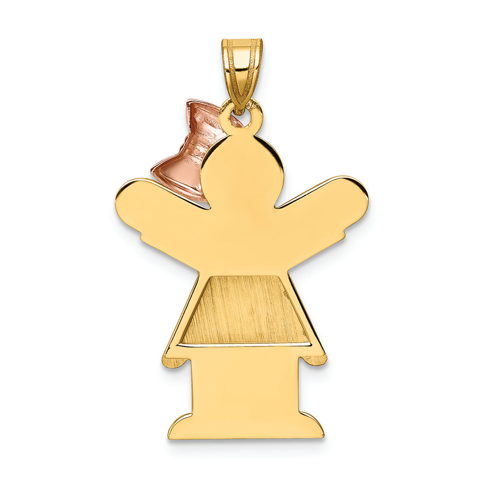 FJC Finejewelers 14k Two-tone Gold Large Girl with Bow On Right Engravable Charm