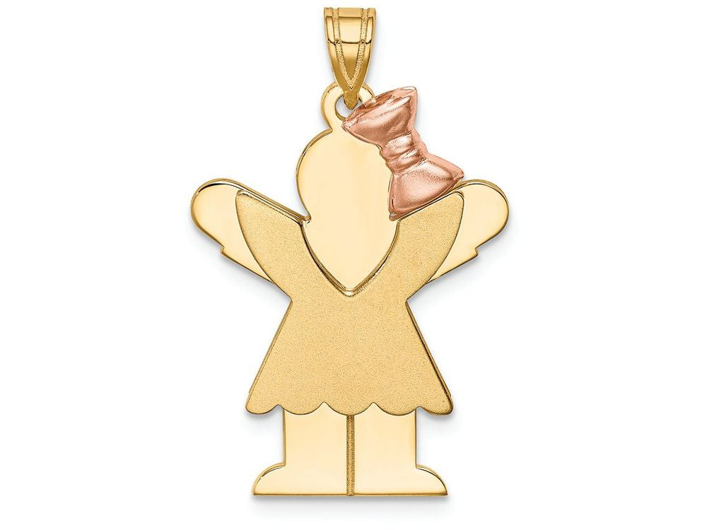 FJC Finejewelers 14k Two-tone Gold Large Girl with Bow On Right Engravable Charm