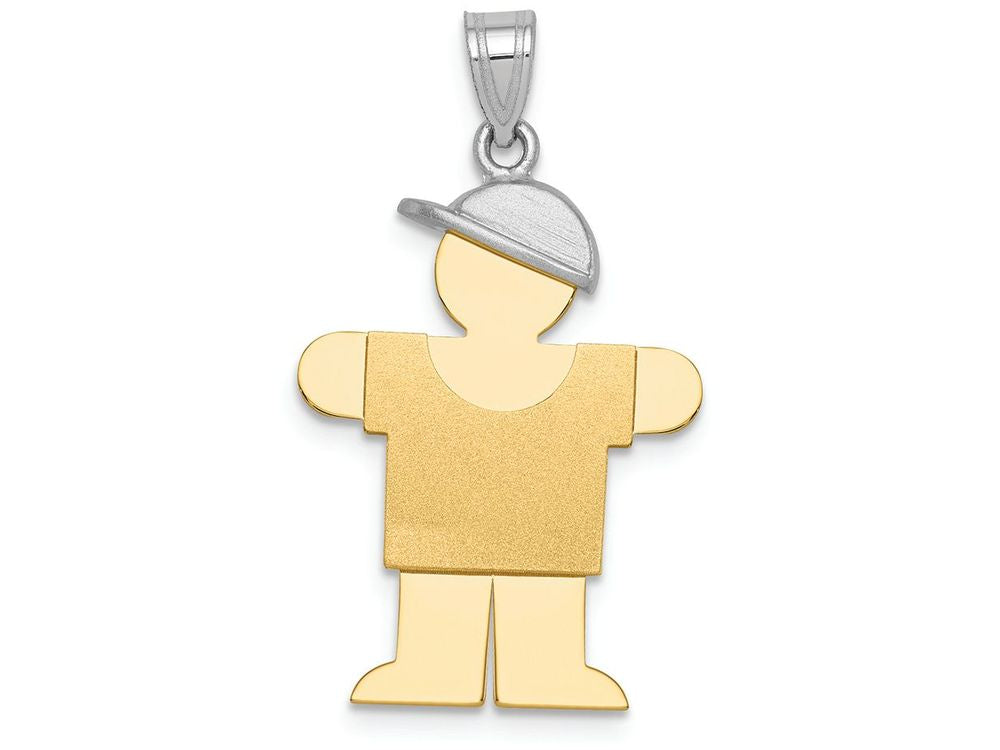 FJC Finejewelers 14k Two-tone Gold Large Boy with Hat On Right Engravable Charm 18 x 30mm