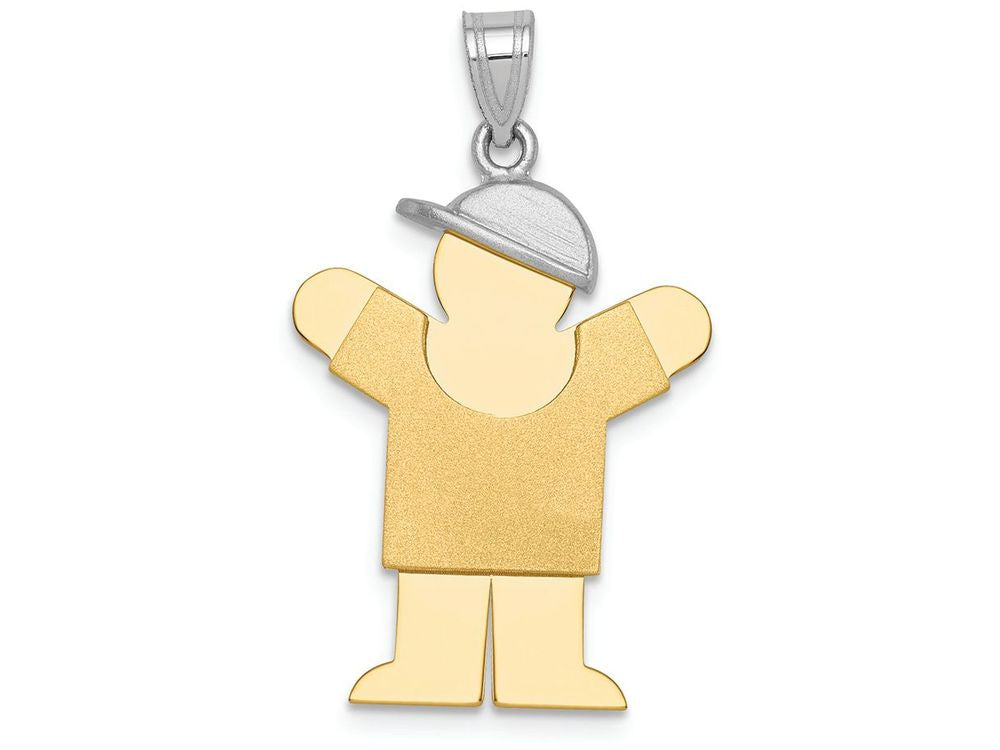 FJC Finejewelers 14k Two-tone Gold Large Boy with Hat On Right Engravable Charm