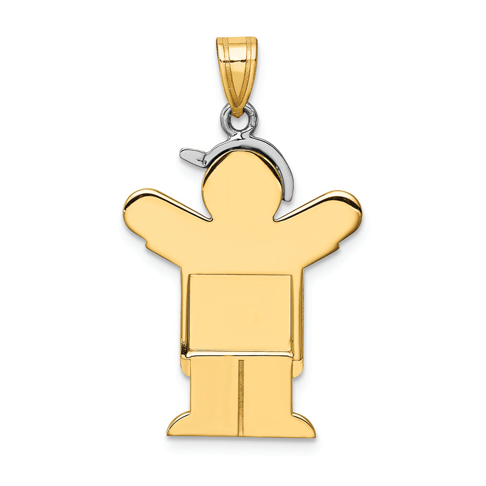 FJC Finejewelers 14k Two-tone Gold Large Boy with Hat On Left Engravable Charm
