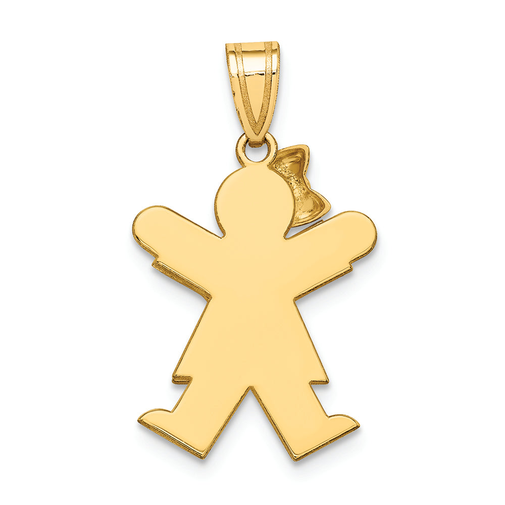 FJC Finejewelers 14k Two-tone Gold Small Girl with Bow On Left Engravable Charm 15 x 25mm
