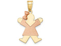 FJC Finejewelers 14k Two-tone Gold Small Girl with Bow On Left Engravable Charm 15 x 25mm