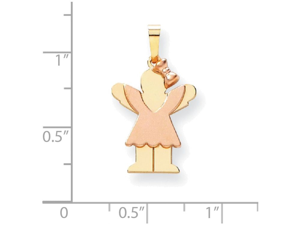 The Kids Small Girl with Bow on Right Engraveable Charm / Pendant Necklace