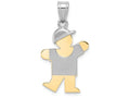 FJC Finejewelers 14k Two-tone Gold Small Boy with Hat On Left Engravable Charm