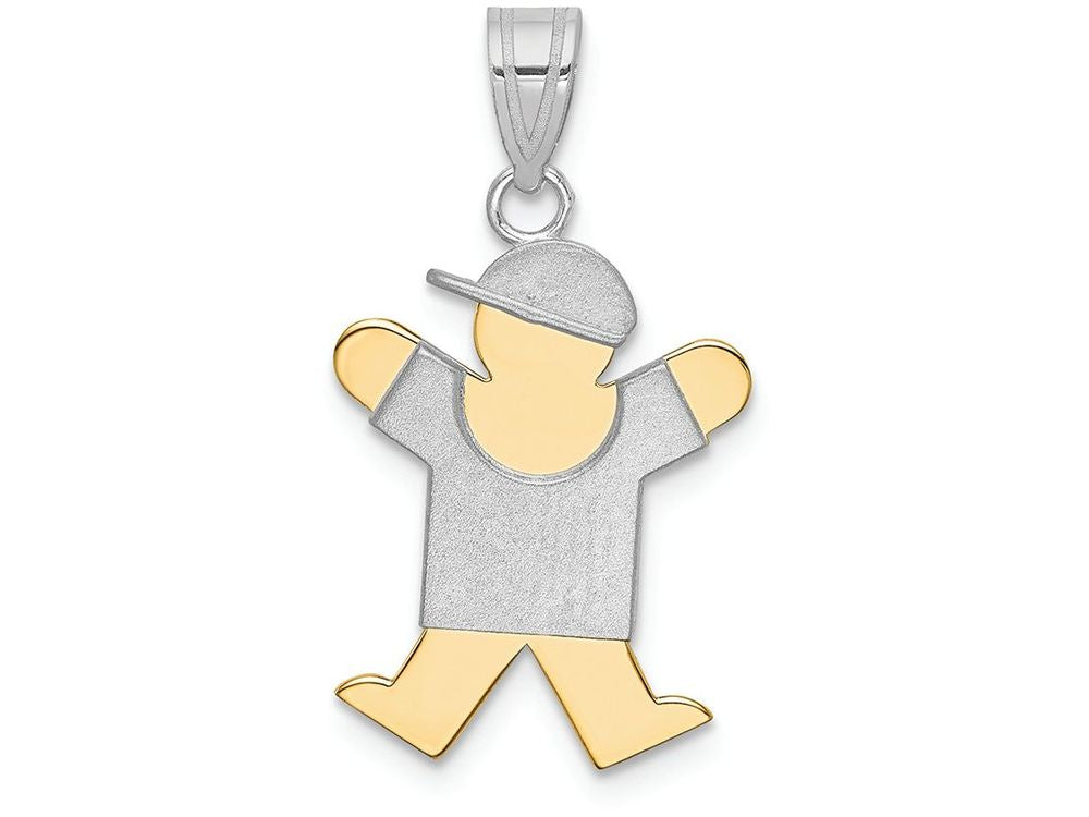 FJC Finejewelers 14k Two-tone Gold Small Boy with Hat On Right Engravable Charm