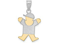 FJC Finejewelers 14k Two-tone Gold Small Boy with Hat On Right Engravable Charm