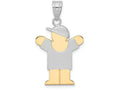 FJC Finejewelers 14k Two-tone Gold Small Boy with Hat On Right Engravable Charm 15 x 25mm