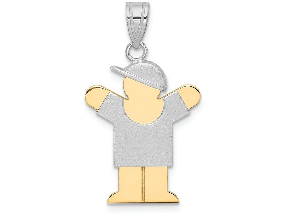 FJC Finejewelers 14k Two-tone Gold Small Boy with Hat On Right Engravable Charm 15 x 25mm