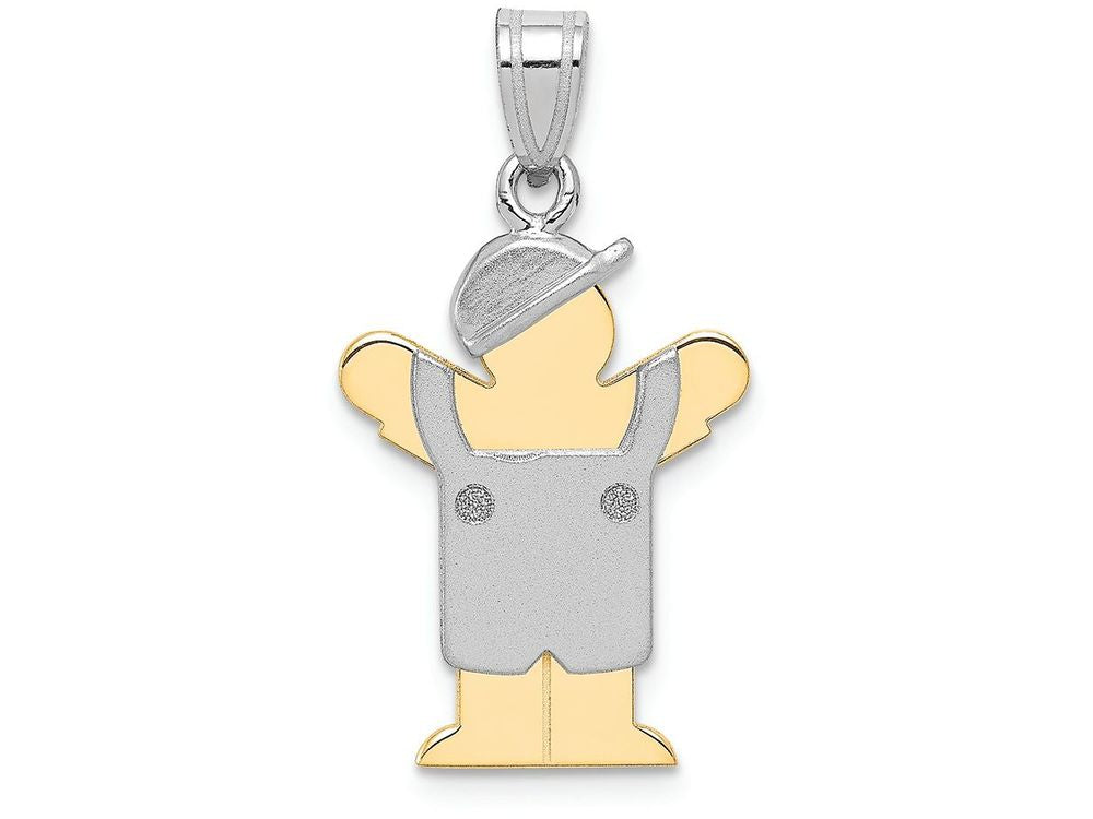 FJC Finejewelers 14k Two-tone Gold Small Boy with Hat On Left Engravable Charm