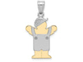 FJC Finejewelers 14k Two-tone Gold Small Boy with Hat On Left Engravable Charm