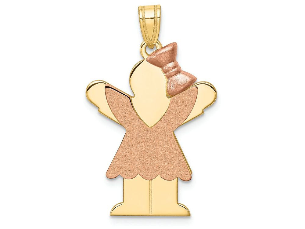 FJC Finejewelers 14k Two-tone Gold Large Girl with Bow On Right Engravable Charm