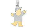 FJC Finejewelers 14k Two-tone Gold Large Boy with Hat On Left Engravable Charm 20 x 30mm