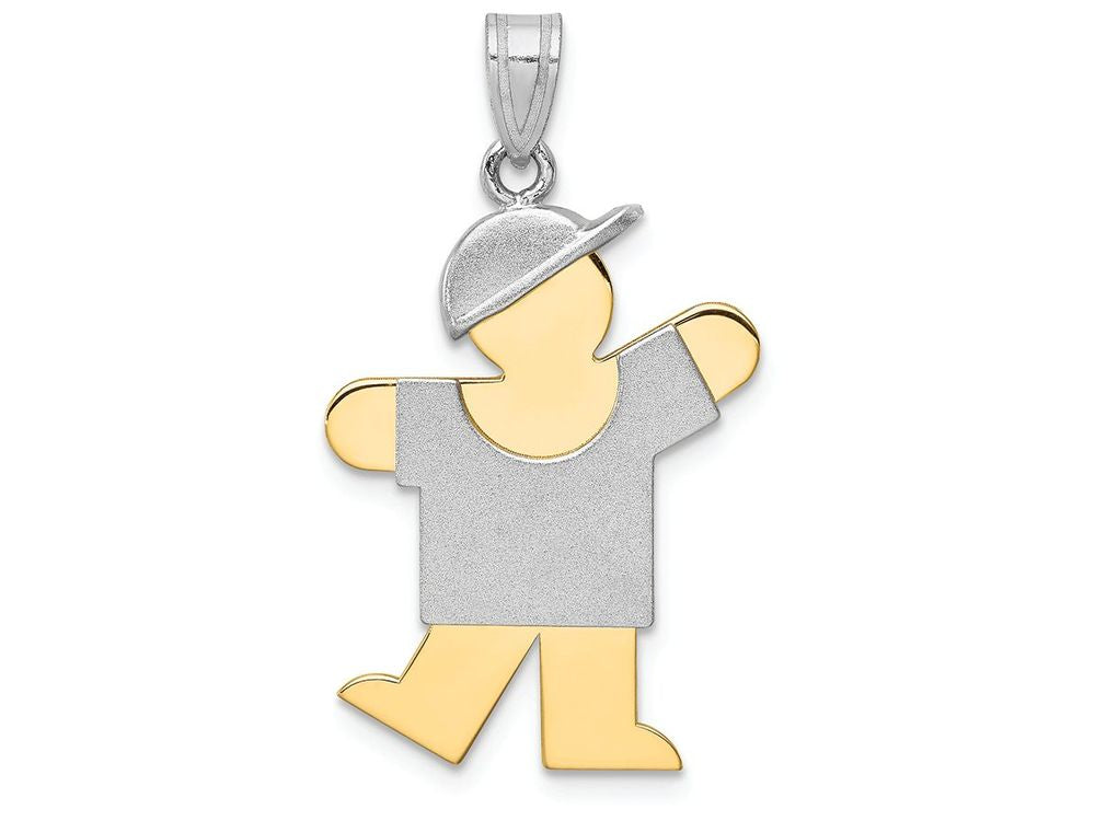 FJC Finejewelers 14k Two-tone Gold Large Boy with Hat On Left Engravable Charm 20 x 30mm