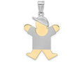 FJC Finejewelers 14k Two-tone Gold Large Boy with Hat On Right Engravable Charm 20 x 30mm
