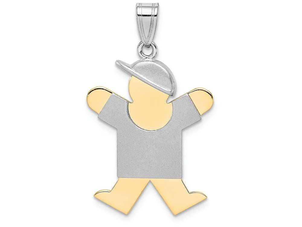 FJC Finejewelers 14k Two-tone Gold Large Boy with Hat On Right Engravable Charm 20 x 30mm
